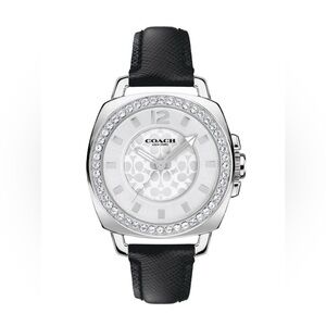 New Coach Boyfriend Women’s Crystal Dial Leather Strap Watch 14503152